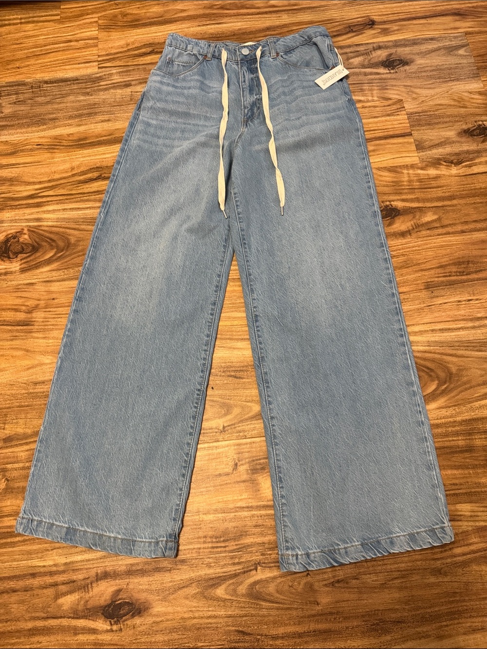 Blank NYC Light Blue Wide-Leg Drawstring Jeans